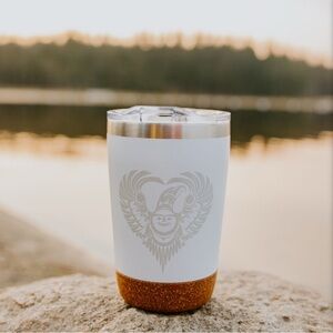 NIB Native Northwest Cork Base Travel Mug with Indigenous Art by Francis Horne